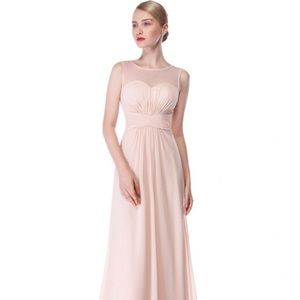 Blush floor length bridesmaid gown